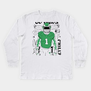 Go Birds Bleed Kelly Green Philly Football Kids Long Sleeve T-Shirt